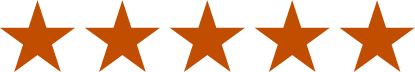 Set of five stars in a burnt orange color